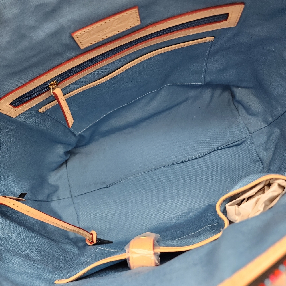 Dooney & Bourke Retro Grafica Vanessa Florentine Vacchetta Leather Tote Shoulder - Picture 12 of 16